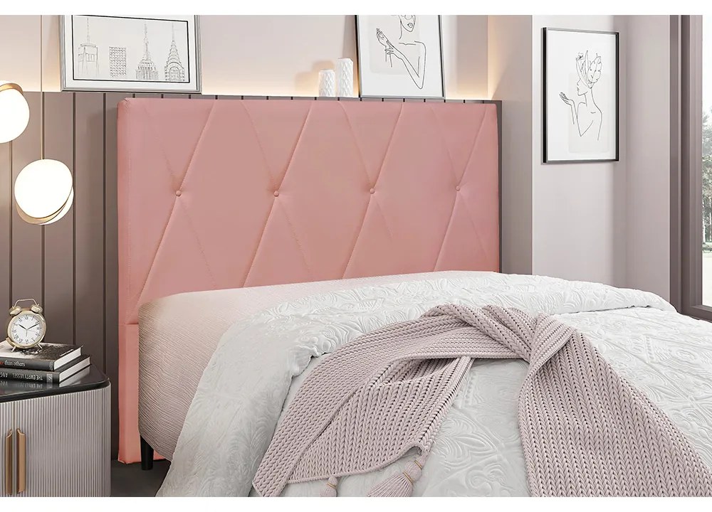 Cabeceira Cama Box Queen 160 cm Aquilla Veludo S04 - D'Rossi - Rosa
