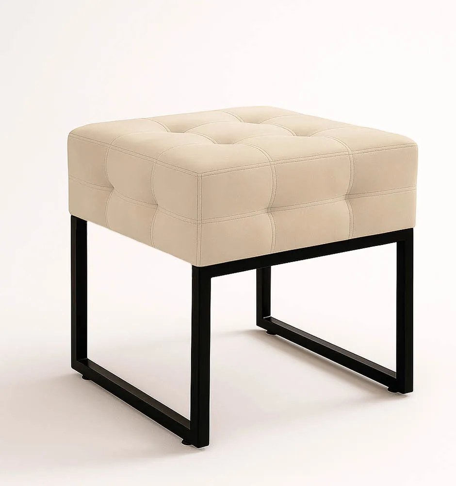 Puff Sala Decorativo Industrial Elisa Suede D03 - D'Rossi - Bege