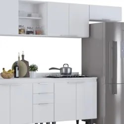 Armário de Cozinha Com Tampo CP06 360cm Pérola Branco Z34 - Mpozen