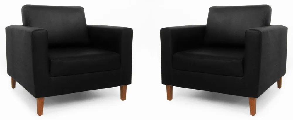 Conjunto 2 Poltrona Decorativa Gabriela Suede Preto