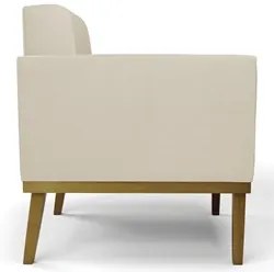Sofá Namoradeira e 2 Poltronas Base Madeira Castanho Ana Sintético Beg