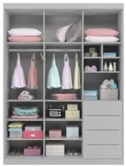 Guarda Roupa Infantil 3 Portas 4 Gavetas Lua Z39 Cinza - Mpozenato