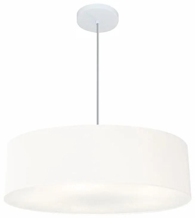 Lustre Pendente Cilíndrico Md-4218 Cúpula em Tecido 55x15cm Branco - Bivolt