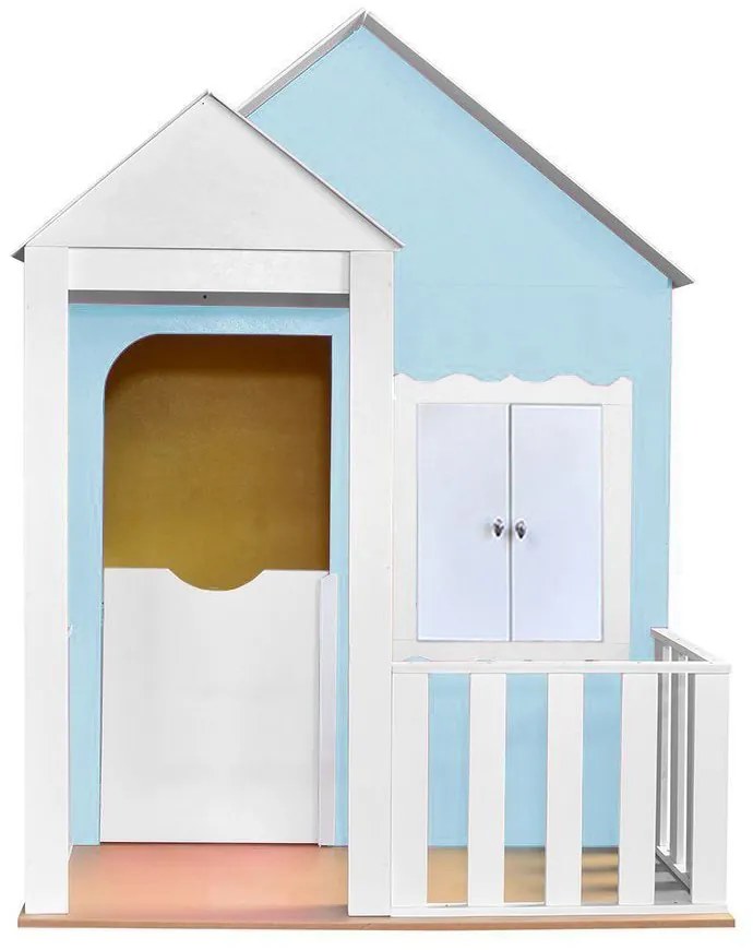 Casinha de Brinquedo com Cercado Azul Bebê/Branco L12 - Gran Belo