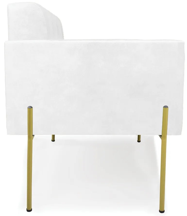 Sofá Namoradeira 2 Lugares Pé de Ferro Dourado Elisa Corano D03 - D'Rossi - Branco