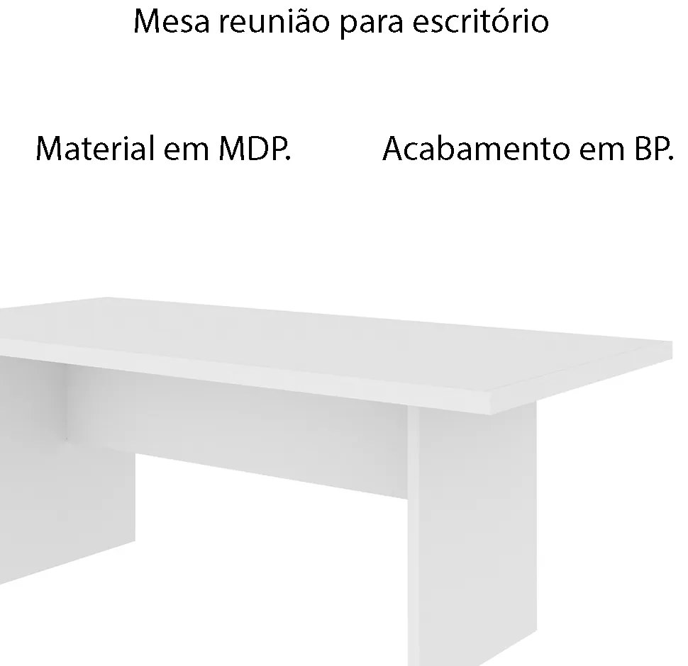 Mesa de Reunião para Escritório Home Office ME4119 MDP Rustico Branco G69 - Gran Belo