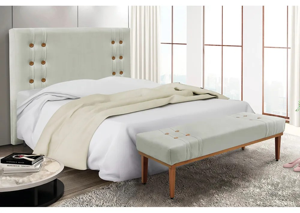 Cabeceira Cama Box Solteiro 90cm e Recamier Gênova Veludo S04 - D'Rossi - Prata