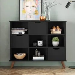 Nicho Organizador Multifuncional 6 Nichos 3 Gavetas Pés Retrô Cube Q01