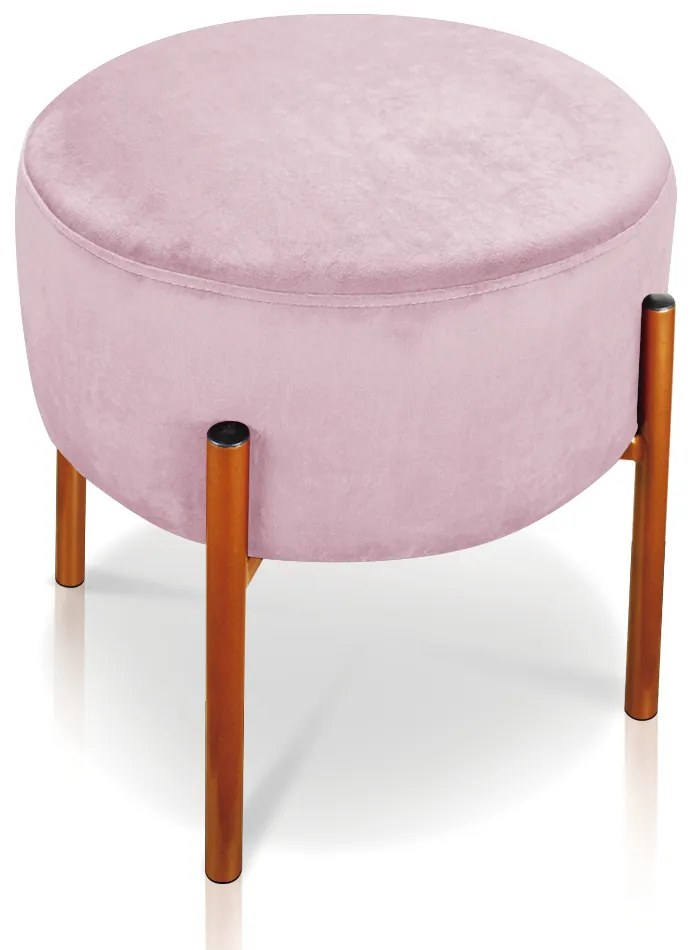 Puff Banqueta Decorativo Industrial Cobre Kit 2 Iron Rosa Bebê D03 - D'Rossi