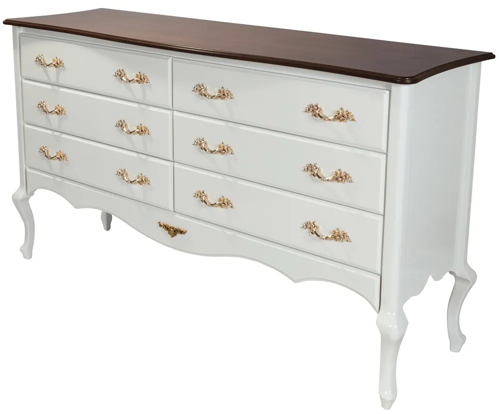 Cômoda Decorativa Beethoven com 6 Gavetas Branco/Imbuía G71 - Gran Belo