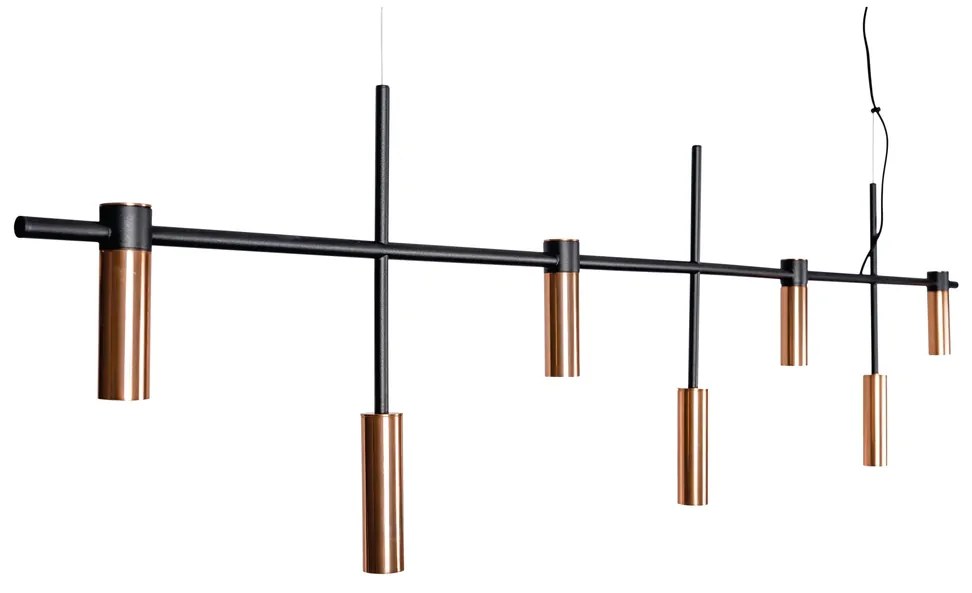 Pendente Barão 176X43Cm 7Xmr11 / Cabo Aço Chumbador + Cabo Rayon | Usi... (BT - Branco Texturizado)