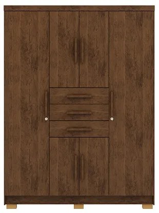Guarda Roupa Taurus 6 Portas e 3 Gavetas Imperial Imbuia Rústico - Vila Rica Móveis