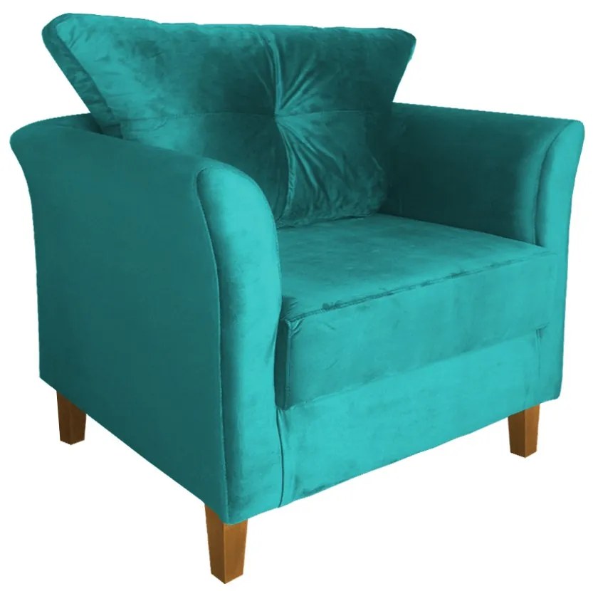 Kit Namoradeira + 2 Poltronas Ibis Sala Suede Azul Tiffany