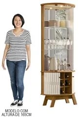 Balcão Buffet Mônica 183cm e Cristaleira Melina M01 Naturale/Off White