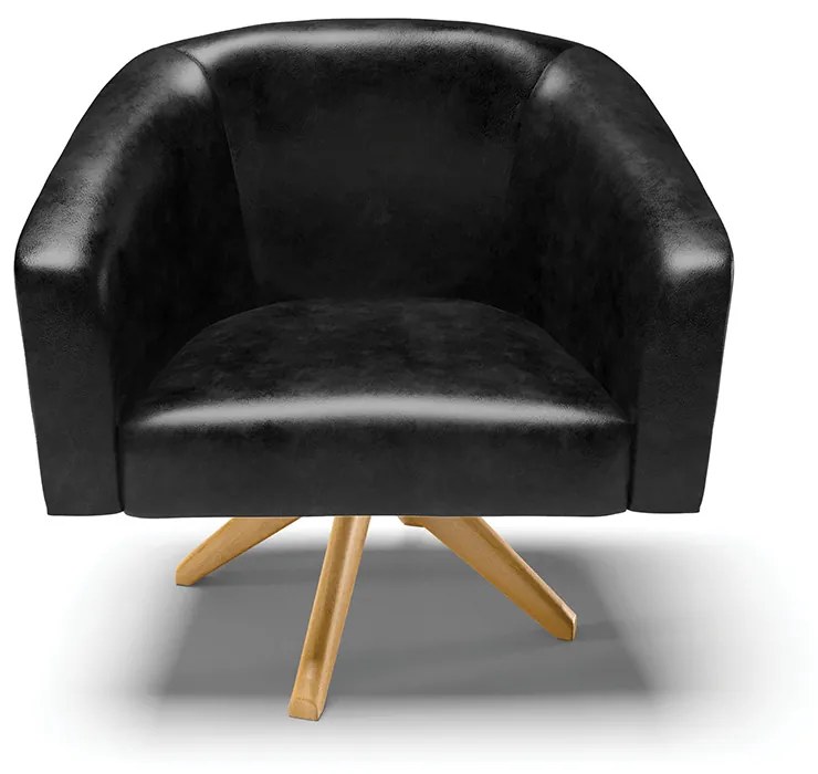 Poltrona Decorativa Giratória MA30 Kit 2 Stella Sintético PU D03 - D'Rossi - Preto