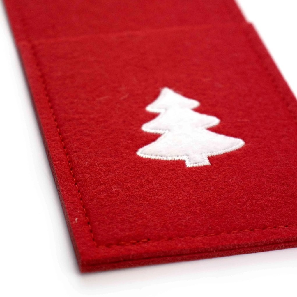 Porta talher de Natal Árvore Vermelho e Branco 23x10cm -D'Rossi