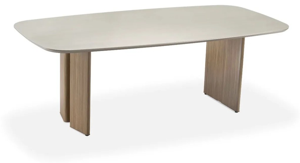 Mesa de Jantar Tessye Retangular Tampo com Vidro Pintado Base Laminado Melamínico