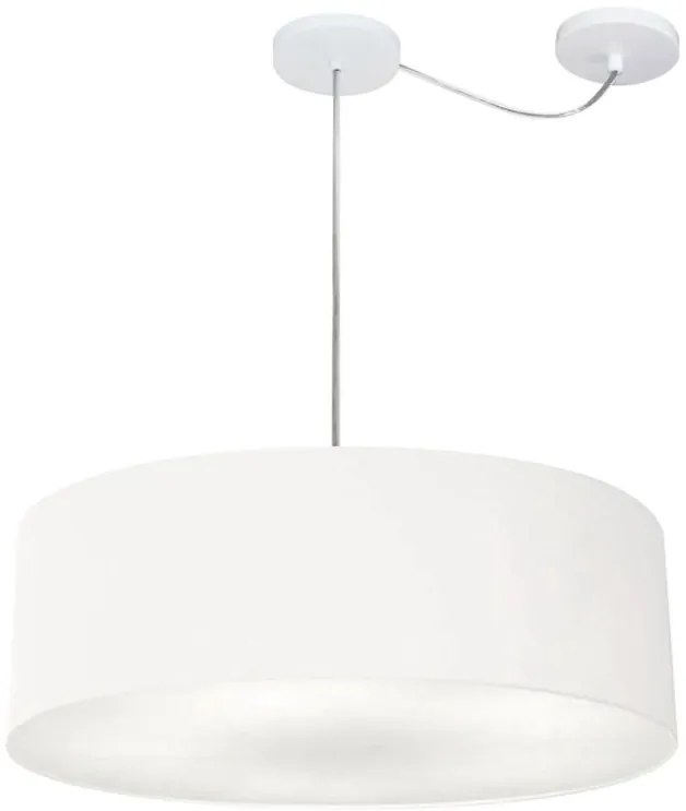 Lustre Pendente Cilíndrico Com Desvio de Centro Vivare Md-4265 Cúpula em Tecido 60x15cm - Bivolt