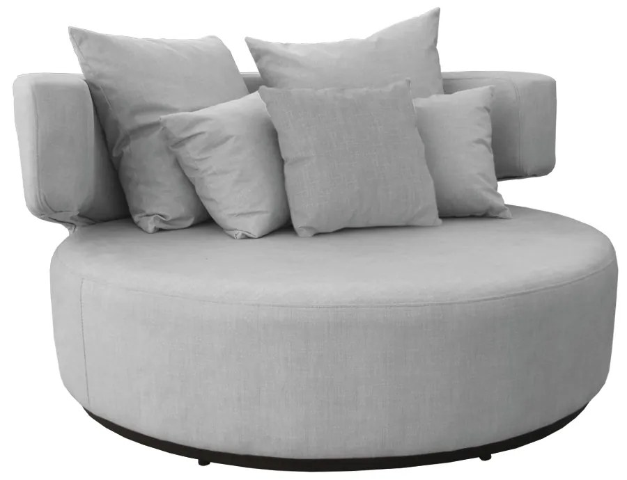Sofá Chaise Eva Redondo 02 Lugares Veludo Cinza Grafite