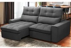 Sofá Retrátil Reclinável 3 Lugares 210cm Damy F05 Veludo Grafite - Mpo