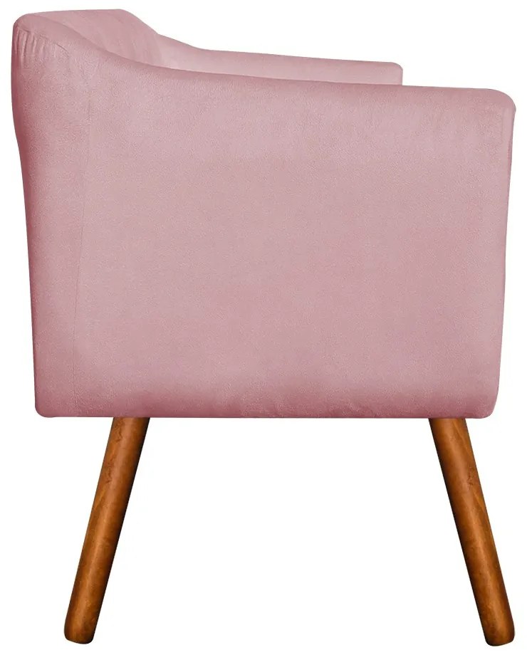 Namoradeira 02 Lugares Julia Suede Rose 140 cm Pés Palito Castanho - D'Rossi