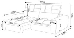 Sofá Retrátil Reclinável 3 Lugares 230cm Damy F05 Veludo Cinza - Mpoze