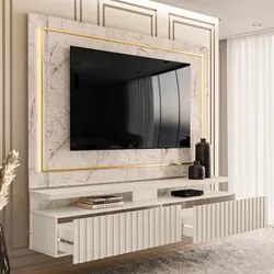 Painel Para TV Até 75 Pol. Com LED 2 Gavetas Gaia Calacata/Off White -