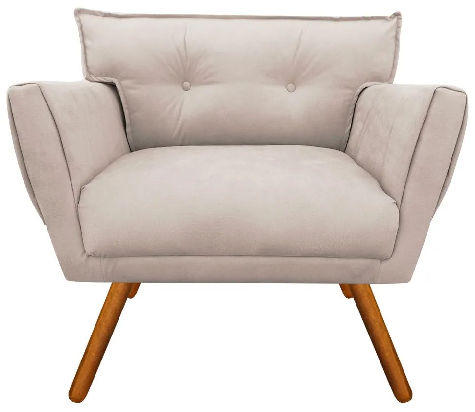 Kit 1 Namoradeira 2 Lugares E 2 Poltronas Anitta Suede Pés Palito Castanho D03 - D'Rossi - Bege