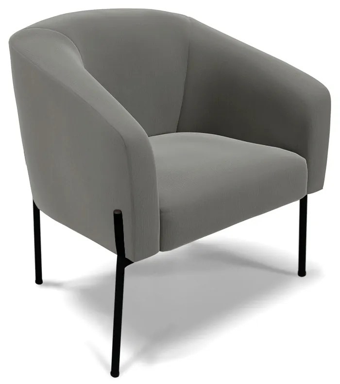 Poltrona Decorativa Pé de Ferro Preto Stella Suede Grafite D03 - D'Rossi