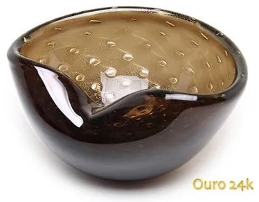 Bowl 1 Tela Fumê Com Ouro Murano Cristais Cadoro BOWL 1 TELA FM C/OURO-LV