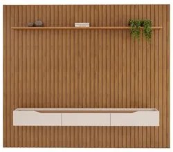 Painel para TV 75 Pol Ripado com Bancada Suspensa 275x240cm Pratisk D0
