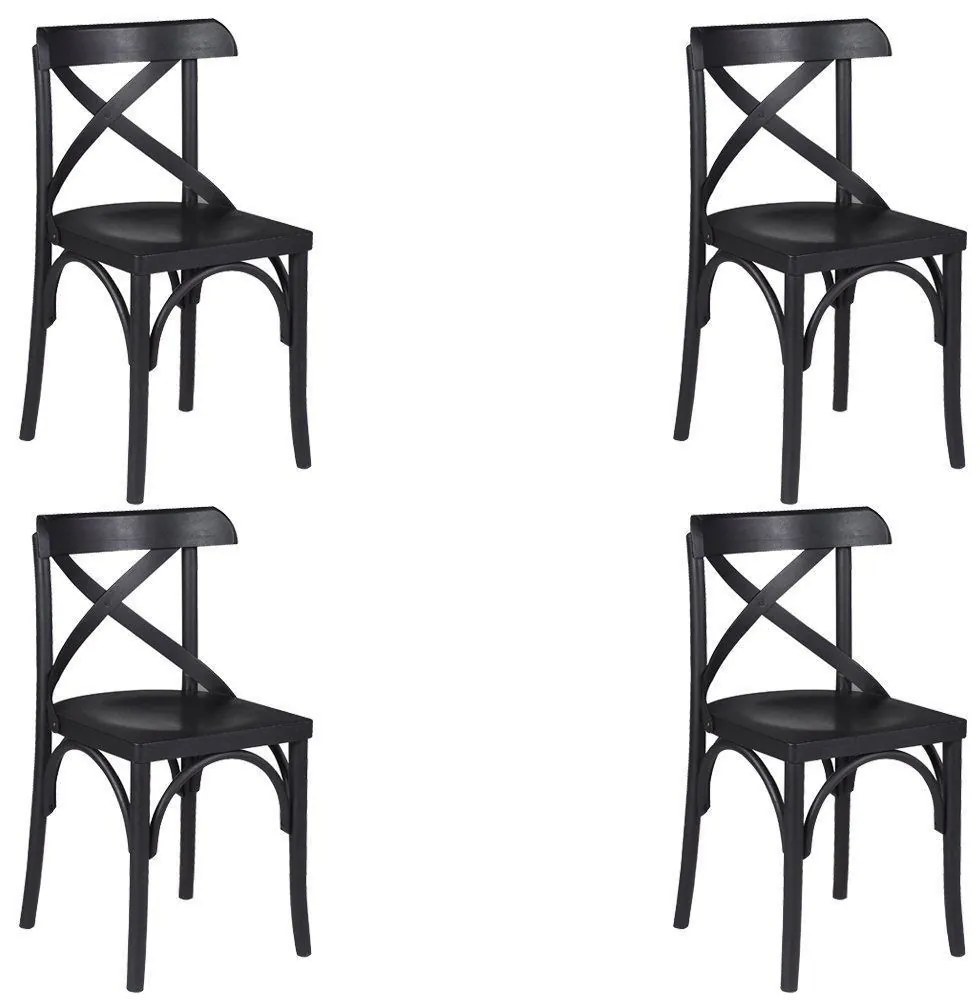 Kit 4 Cadeiras Decorativas Crift Preto G54 - Gran Belo