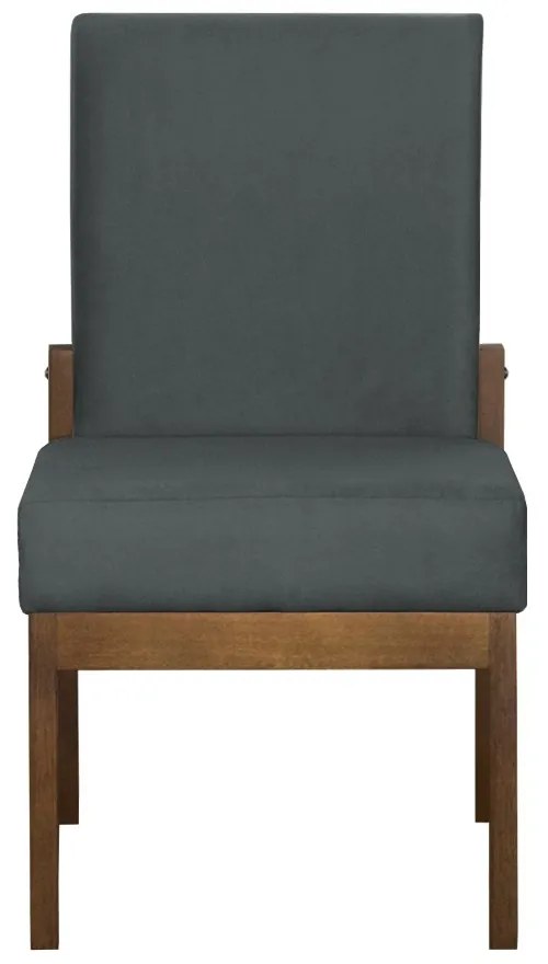 Kit 04 Cadeiras de Jantar Helena Suede Cinza Grafite