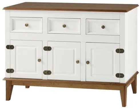Buffet Antoine 3 Portas e 3 Gavetas cor Branco com Amendoa 114 cm - 62642 Sun House