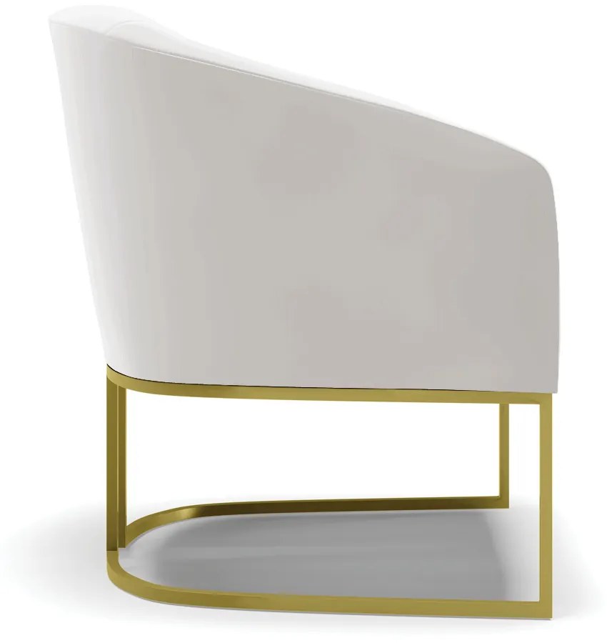 Poltrona Decorativa Base Industrial Dourado Stella Veludo Cinza D03 - D'Rossi