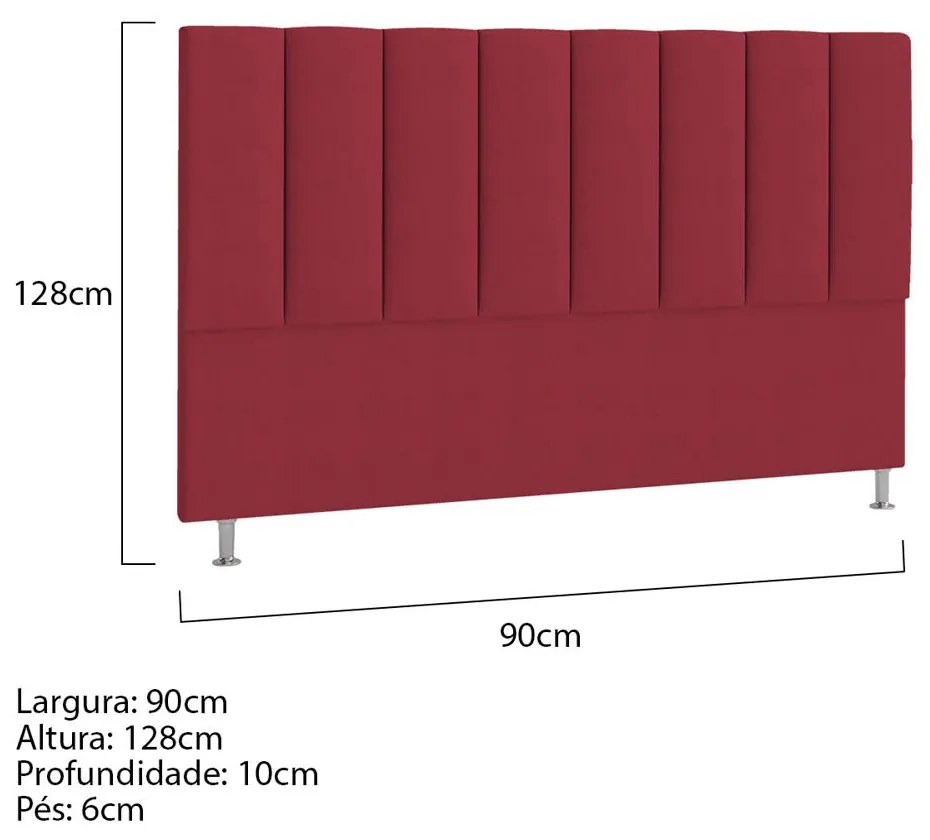 Cabeceira Solteiro Hannover P04 90 cm Suede - ADJ Decor