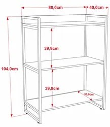 Kit 2 Estantes Livreiro Prisma Estilo Industrial 80cm 3 Prateleiras C0