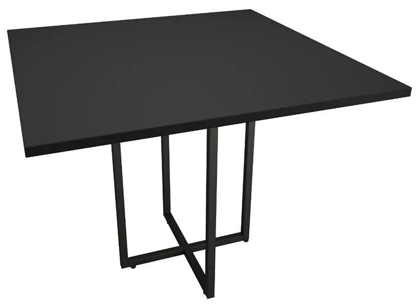 Kit 04 Cadeiras Eiffel Azul Turquesa e 01 Mesa de Jantar 04 Lugares Jade 90 cm Preto Base Metálica Industrial Preto - D'Rossi