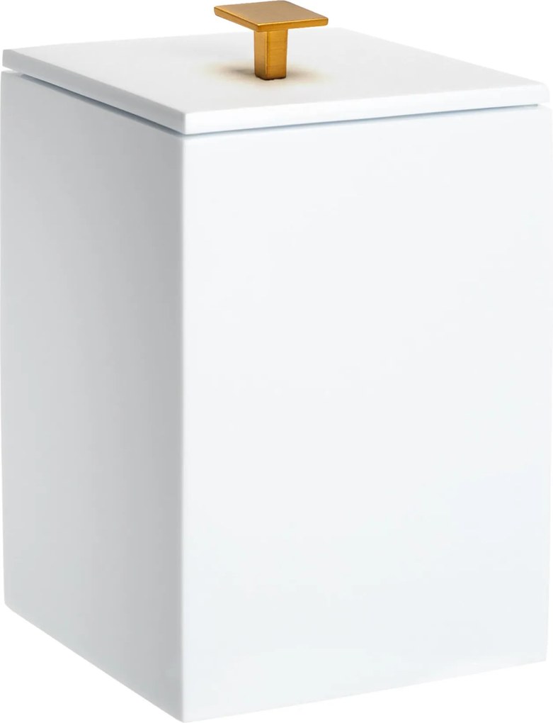 Lixeira de Piso Resina Branco - Ouro Escovado  Ouro Escovado