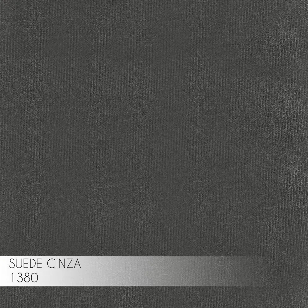 Banqueta Decorativa Billie Base Preta Suede Cinza G41 - Gran Belo