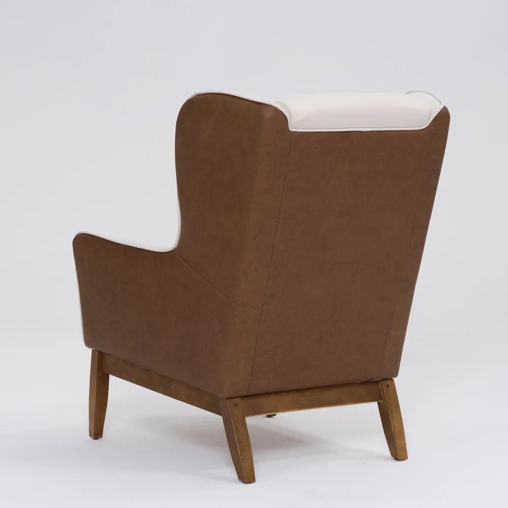 Poltrona para Sala Mirela D07 Corano Terracota e Linho Pérola - D'Rossi