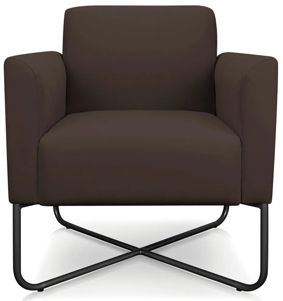 Poltrona Decorativa Isabella Base X Suede Marrom/Preto G19 - Gran Belo