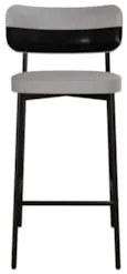 Banqueta Alta Bar Estofada Kit 6 Ella M25 Linho Cinza CL/Preto - Mpoze