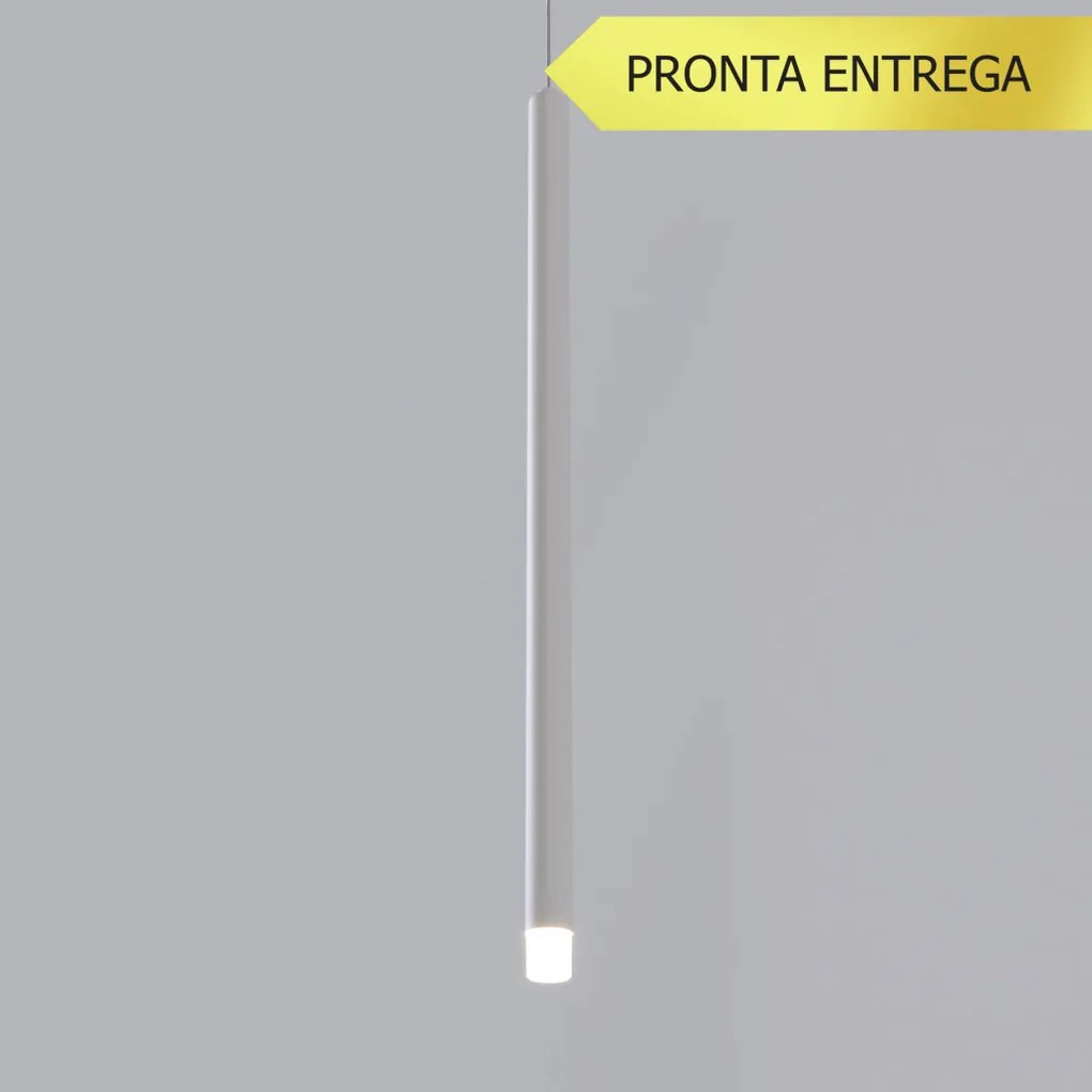 Pendente Tubo Ø2,9X50Cm Ponteira Acrílico 1Xled 5W - Qimporta Pd2316 (BRANCO, 110v)