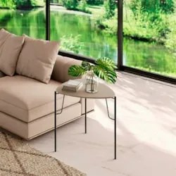 Mesa Lateral Alta Para Sala Pés Metálicos Blen Grigio/Preto I06 - Mpoz