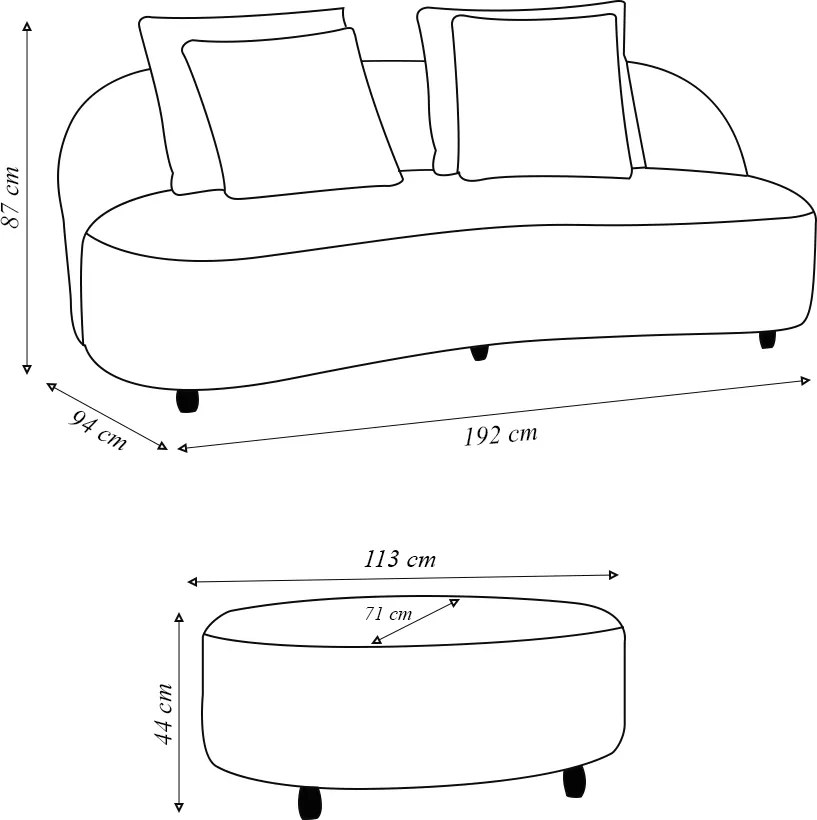 Sofá Living Sala de Estar Rocca 192cm com Puff Pés Madeira Linho Rústico Nude G92 - Gran Belo