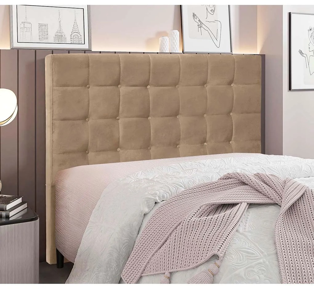 Cabeceira Estofada Polônia 140cm Casal Suede - ADJ Decor