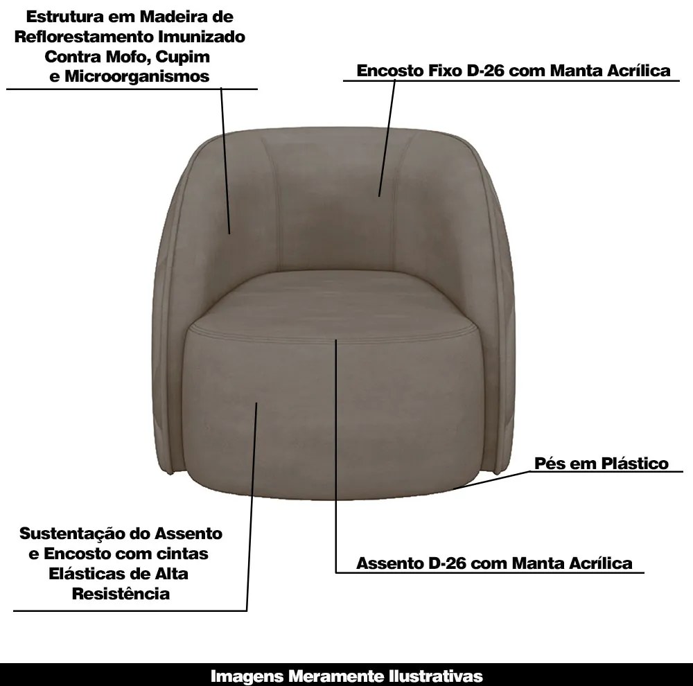 Kit 2 Poltronas Decorativas Clarke Veludo Bege G45 - Gran Belo