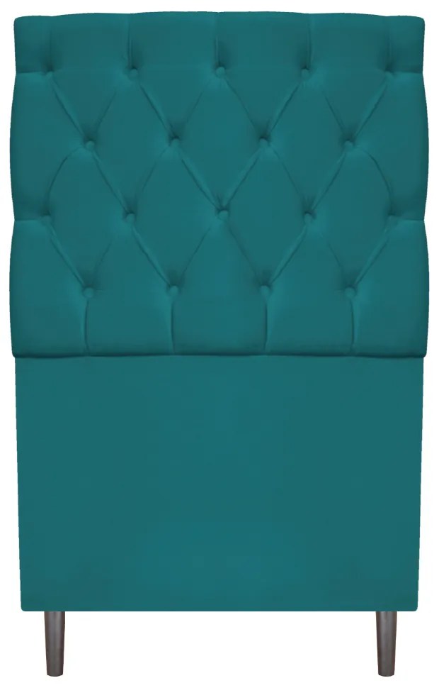 Kit Cabeceira e Calçadeira Liverpool 90 cm Solteiro Suede Azul Turquesa - ADJ Decor