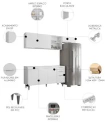 Armário de Cozinha CP03 Para Pia 150cm Pérola Z34 Branco - Mpozenat
